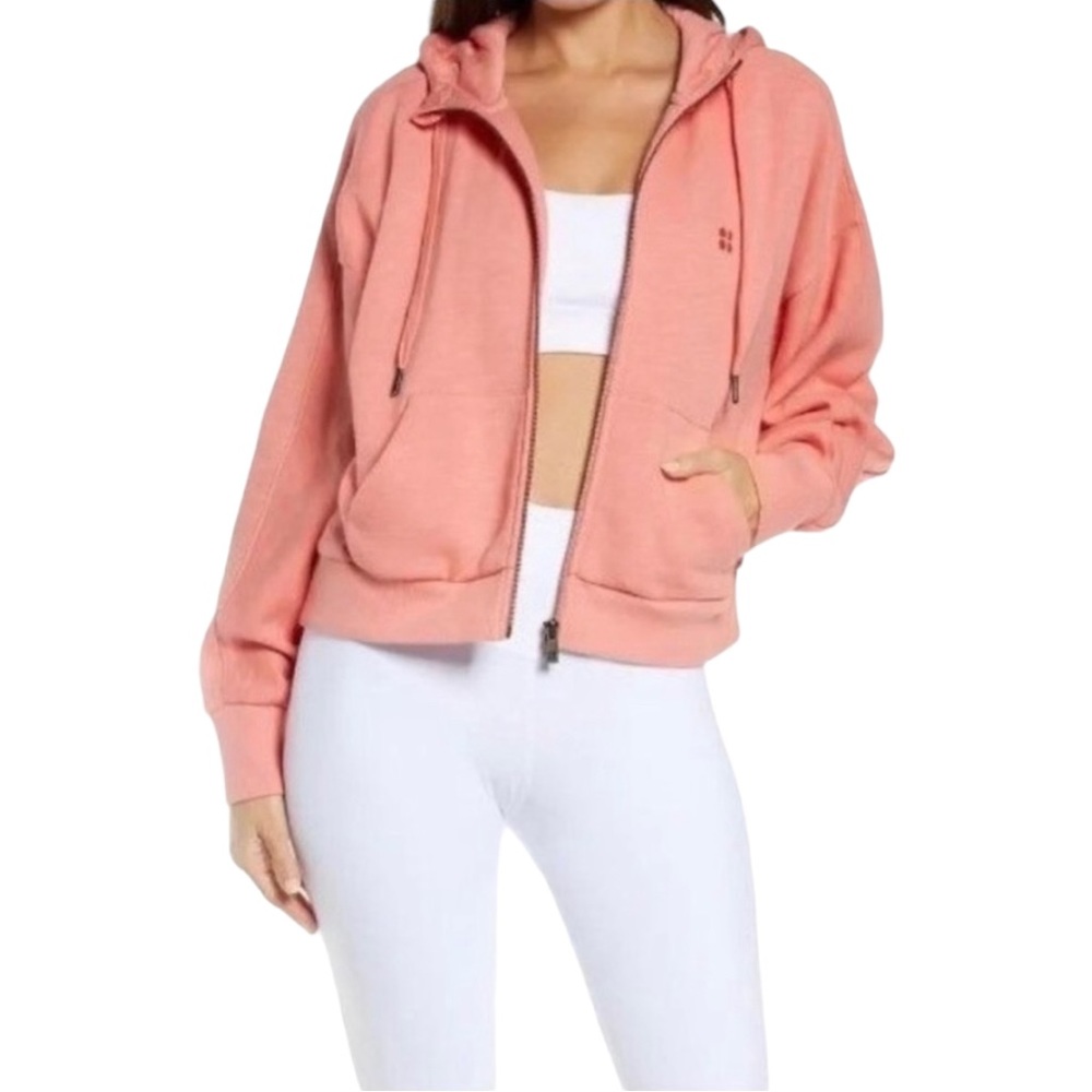 Sweaty Betty Zip Through Hoody Track Sweatshirt Athletic Jacket Pink Size Medium